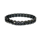 Women's Magnetic Hematite Dual Strand Beaded Fashion Bracelet 7.5"