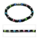 Women's Magnetic Hematite Color Cats Eye Bead Bracelet 7.5"