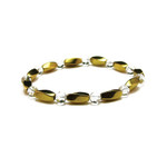 Magnetic Hematite Fashion Bracelet With Golden Twist Beads 7.5"