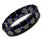 Men's Magnetic Hematite Fashion Bracelet W Cobalt Blue Beads