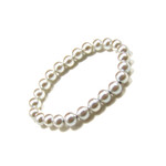 Women's Magnetic Hematite Imitation White Pearl Bead Bracelet 7.5"