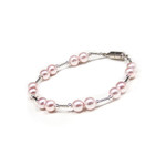 Womens Magnetic Hematite imitation Pink Pearl Fashion Bracelet 7.5"