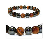 3x Power Men's Magnetic Hematite Tiger's Eye Bracelet 8.5"