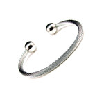 Magnetic Stainless Steel Cable Silver Ball Golf Bracelet