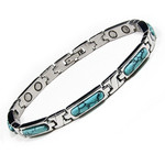 Womens Turquoise Stainless Steel Magnetic Glof Link Bracelet