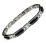 Womens Black Onyx Stainless Steel Magnetic Golf Bracelet