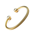 Magnetic Stainless Steel Cable Gold Plated Cuff Golf Bracelet