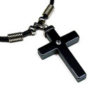 Men's Hematite Cross Cz Pendant Necklace