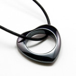 Women's Hematite Heart Pendant Leather Cord Surf Surfer Necklace