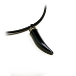 Men's Hematite Horn Tusk Pendant Surf Surfer Necklace