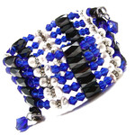 36" Magnetic Hematite Pearl Blue Crystal Bead Necklace/Bracelet E02