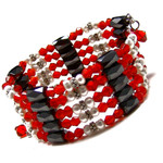 36" Magnetic Hematite Pearl Red Crystal Bead Necklace/Bracelet E07