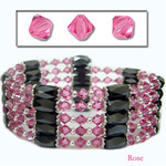 36" Swarovski Magnetic Hematite Bead Necklace/Bracelet Rose