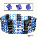 36" Swarovski Magnetic Hematite Bead Necklace/Bracelet Sapphire