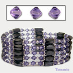 36" Swarovski Magnetic Hematite Bead Necklace/Bracelet Tanzanite