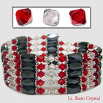 36" Swarovski Magnetic Hematite Bead Necklace/Bracelet Lt Siam & Clear