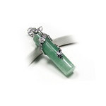 Sterling Silver Dragon Light Green Jade Pendant