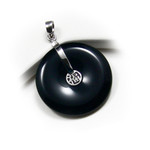 Sterling Silver Black Onyx Lucky Disc Pendant