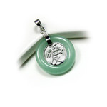 Sterling Silver Green Jade Love Pendant