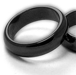 6mm Black Magnetic Hematite Dome Ring Band Size 6 -12