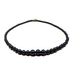 Womens Magnetic Hematite 4.0 -10.0mm Black Pearl Necklace 18"