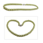 Womens Magnetic Hematite Green Imitation Pearl Necklace 18"