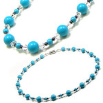 Women's Magnetic Hematite Simulated Turquoise Fashion Necklace, 18"