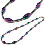 Magnetic Hematite Rainbow Faceted Bead Necklace 18'