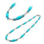 Women's Magnetic Hematite Simulated Turquoise Cubic Necklace, 18"