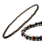 3x Power Men's Magnetic Hematite Tiger's Eye Necklace 20"