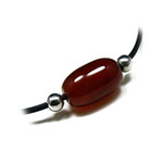 Men's Red Jade Surf Surfer Leather Necklace 18"