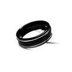 8mm Mens Black Tungsten Ring Dome Wedding Band W Groves