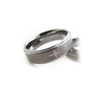 8mm Men's Step Edge Cross Design Tungsten Carbide Ring