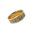 8mm Men's Tungsten Carbide Gold Tone Cross Wedding Ring