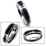 6mm His Or Her Tungsten Band Black Carbon Fiber Ring