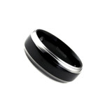 8mm Men's Two Tone Black Titanium Magnetic Dome Wedding Band Ring