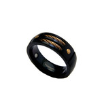 8mm Men's Gun Metal Titanium Magnetic Gold Cable Ring