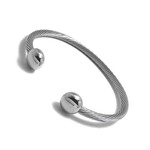 Magnetic Stainless Steel Cable Silver Oval Ball Golf Bracelet