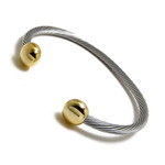 Magnetic Stainless Steel Cable Gold Oval Ball Golf Bracelet