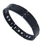 Men's Gun Metal Black Stainless Steel Magnetic Golf Bracelet L