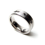 8mm Men's Titanium Magnetic Black CZ Stone Ring Band