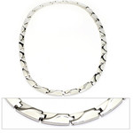 Men's Wave Pattern Titanium Magnetic Link Golf Necklace