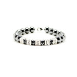 Men's JESUS Magnetic Hematite Round Bead Bracelet 8.5"