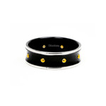 8mm Men's Black Titanium Concave Ring Band With Gold Rivet