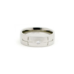 8mm Men's Titanium Cross CZ Dome Wedding Ring Band