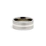 8mm Men's Titanium Wedding Ring Band With Sterling Silver Inlay