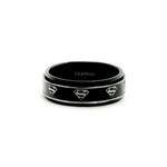 8MM Men's Black Titanium Superman Inlay Spinner Ring Band