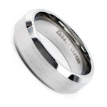 Men's Cobalt Chrome 8mm Beveled Edge Matte Finish Wedding Band Ring