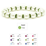 Women's Magnetic Hematite White Tuchi Pearl Peridot Bracelet 7.5"