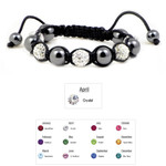 Women's Magnetic Hematite Shamballa Macrame Clear Bracelet